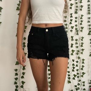black high rise jean shorts